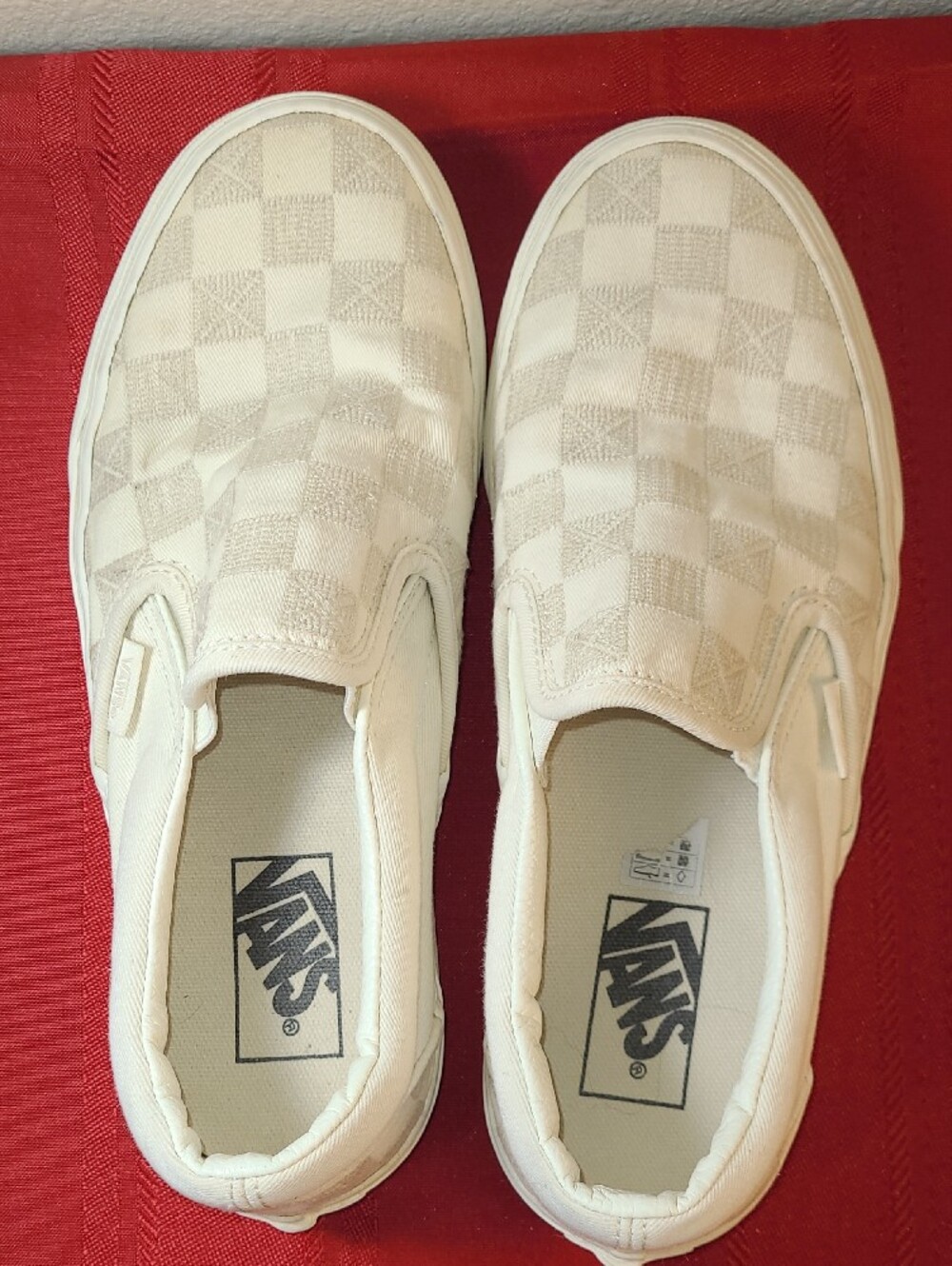 Vans All White Checkerboard Women’s Slip-On Skate Shoes Sneakers Size 8 - Picture 5 of 8